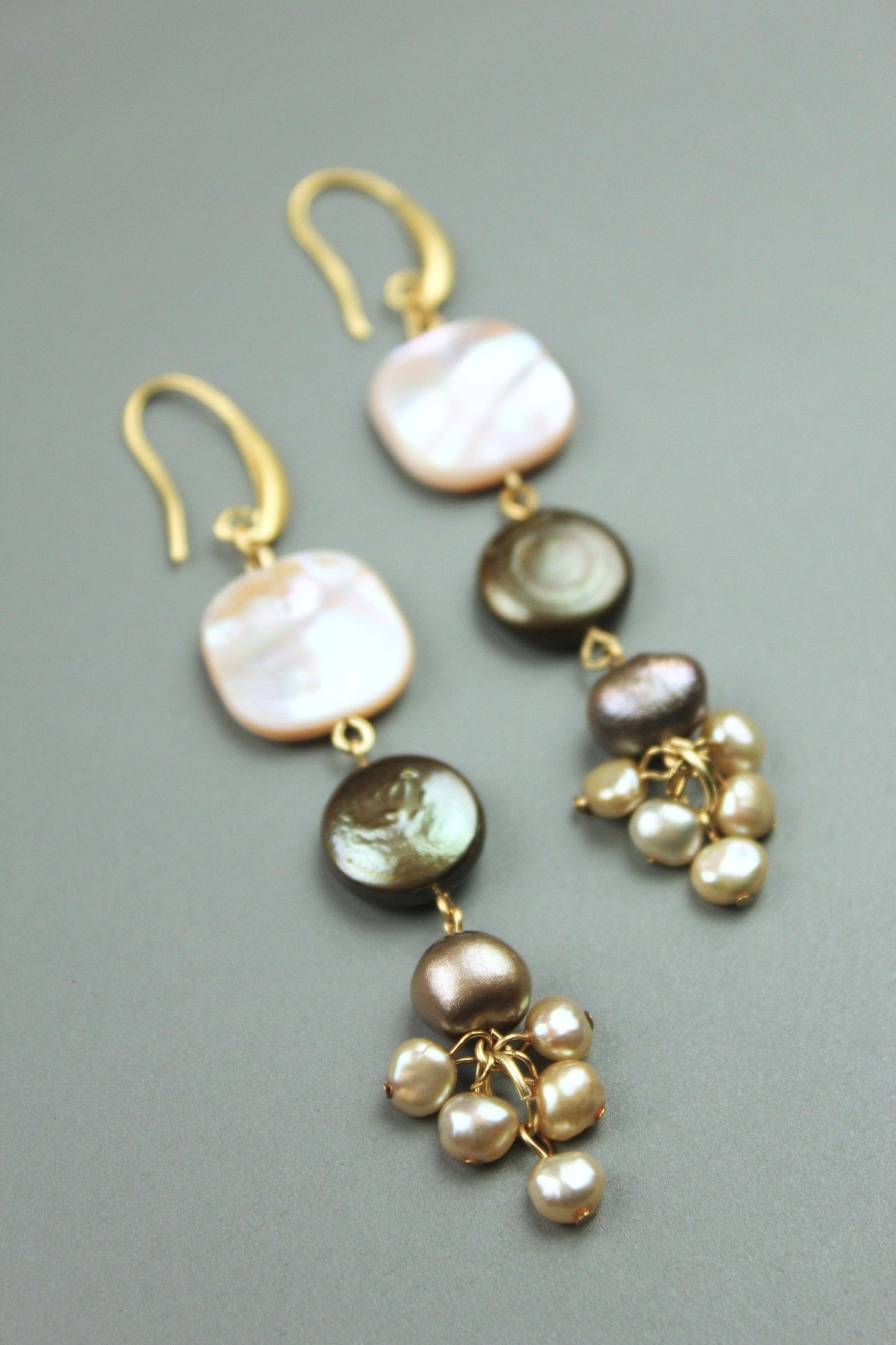 Pearl Cluster Drop Earrings