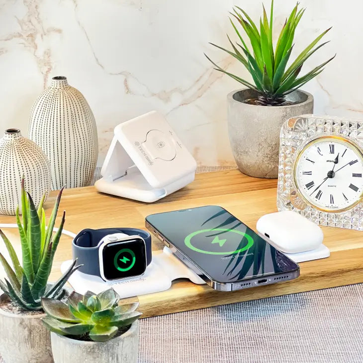 Three Way Charging Valet by Tech Candy charging phone watch and earbuds