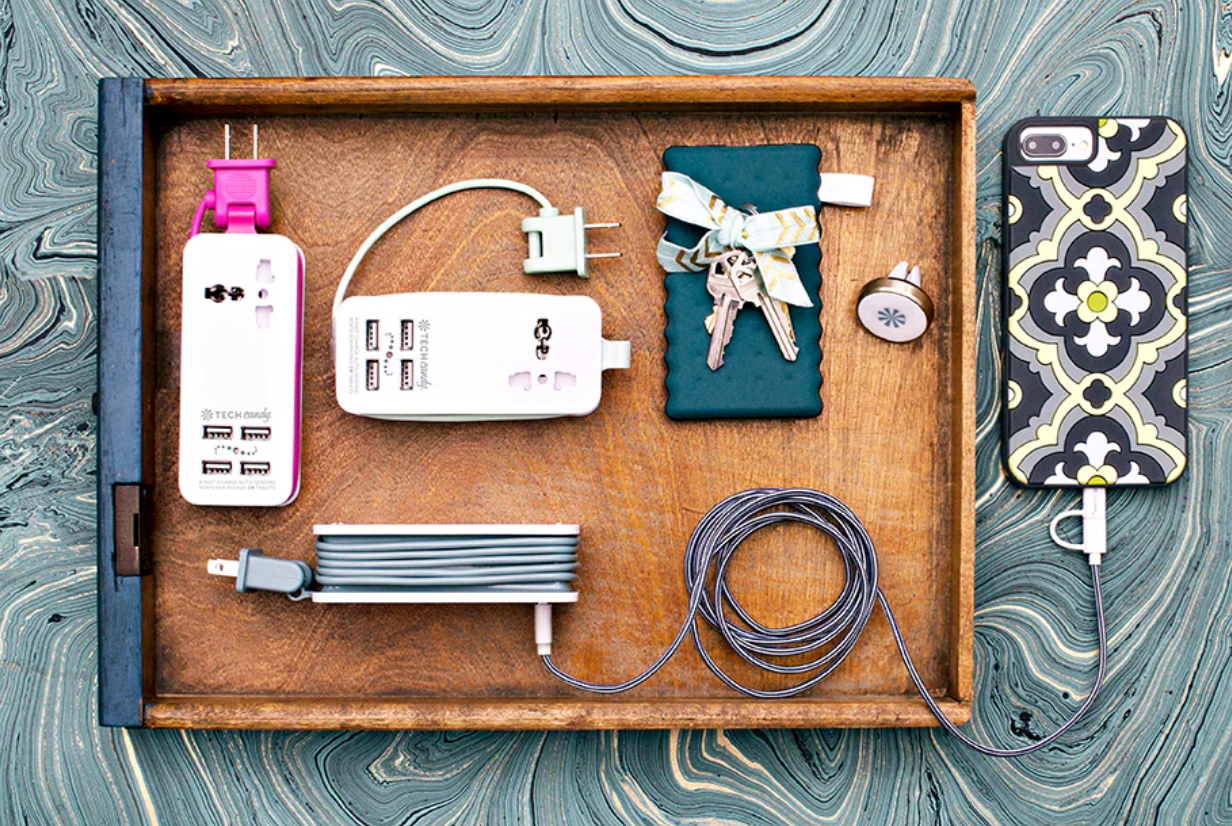 Power Trip Outlet & USB Port Travel Charging Station - Light Slate