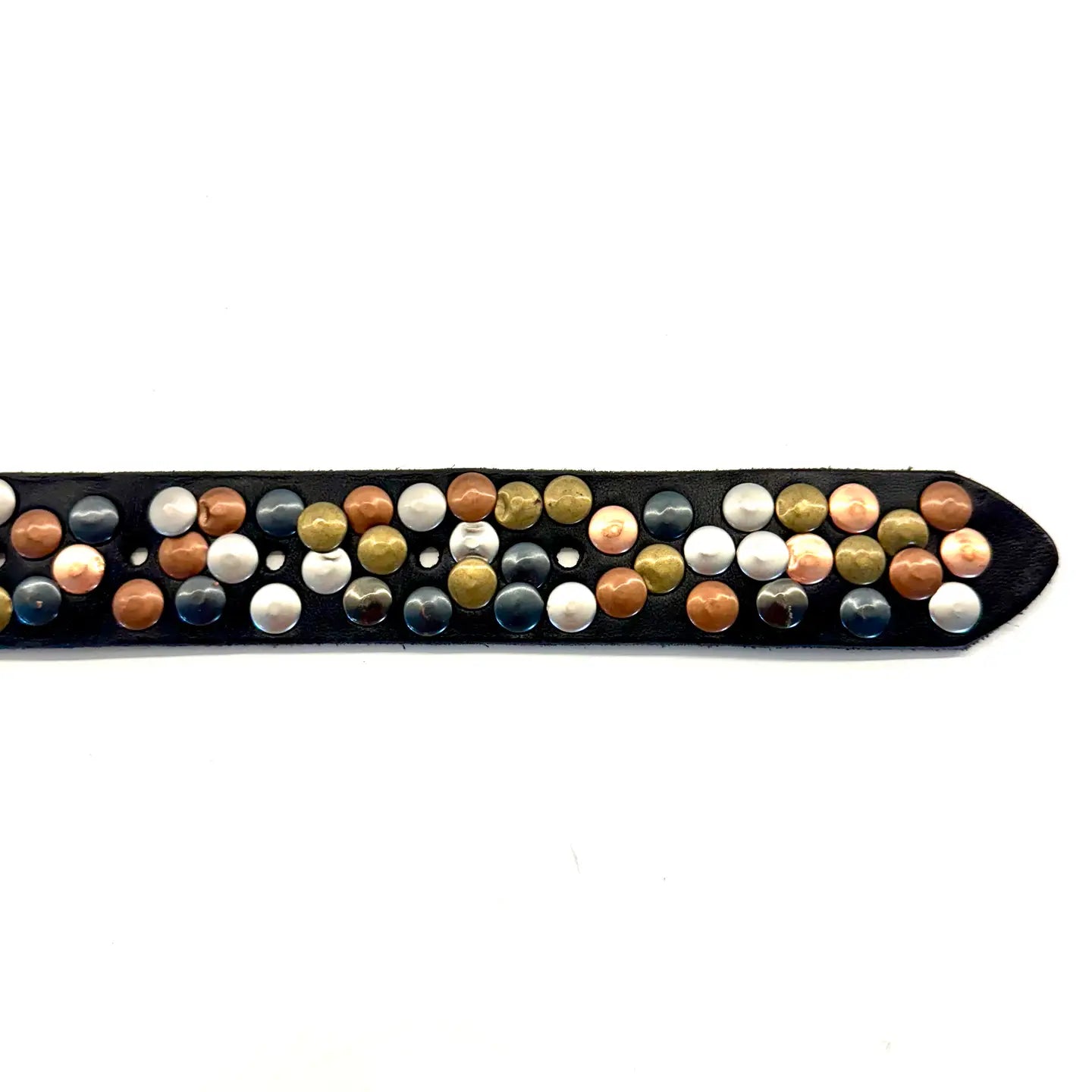 Black Leather Belt with Multi Color Studs