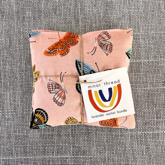 Cotton Lavender Sachet Bundle in Gilded Butterflies Pink