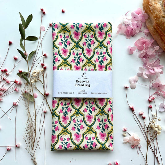 Reusable Beeswax Bread Bag - Heirloom Bloom Fabric