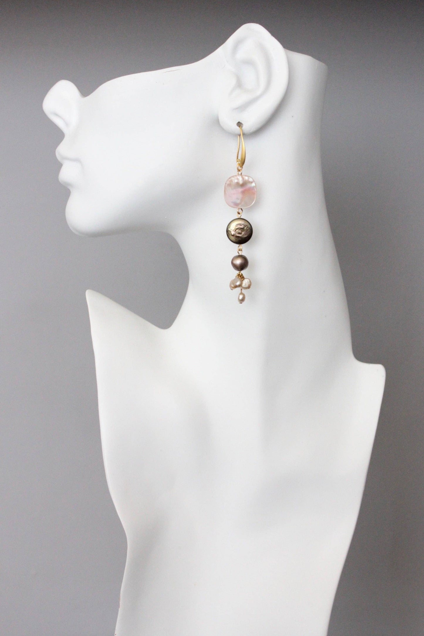 Pearl Cluster Drop Earrings