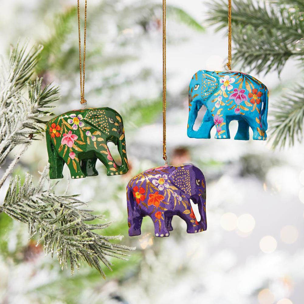 Kashmiri Elephant Ornaments - Set of 3