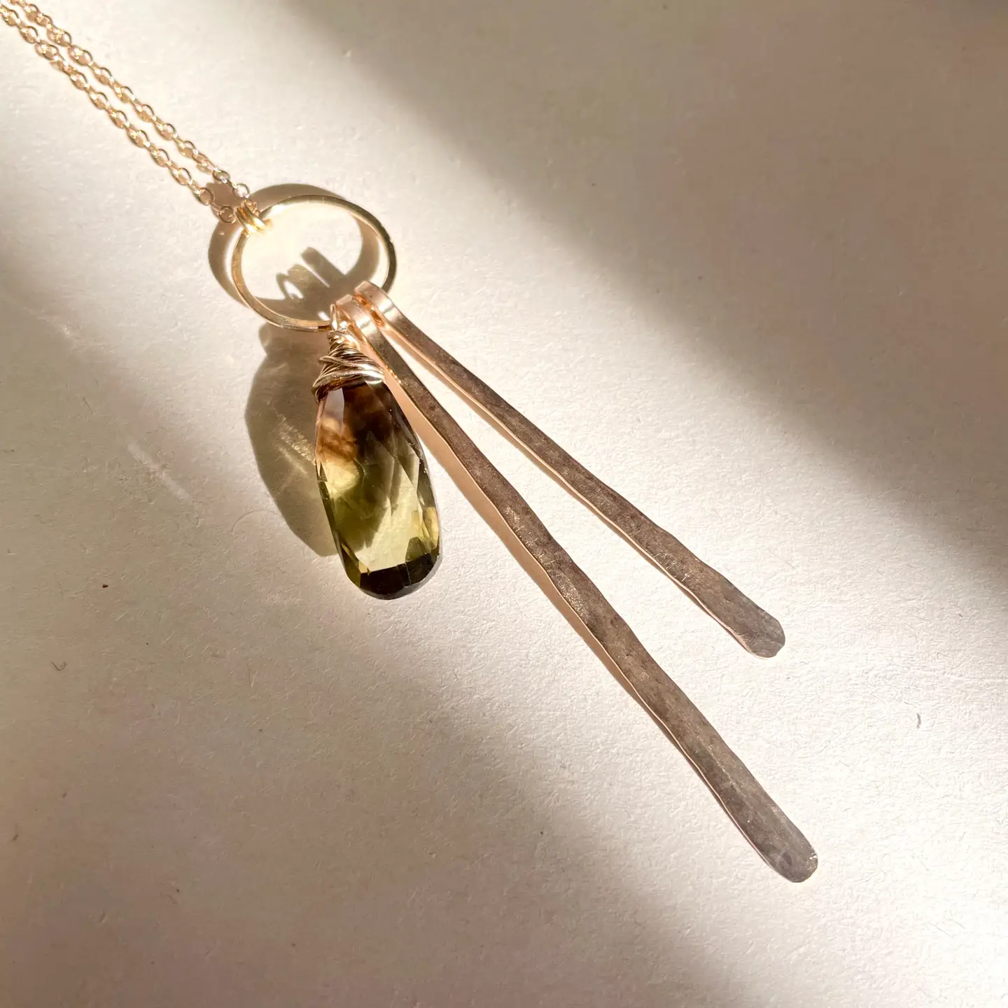 Bi-Color Lemon Quartz Stick Necklace