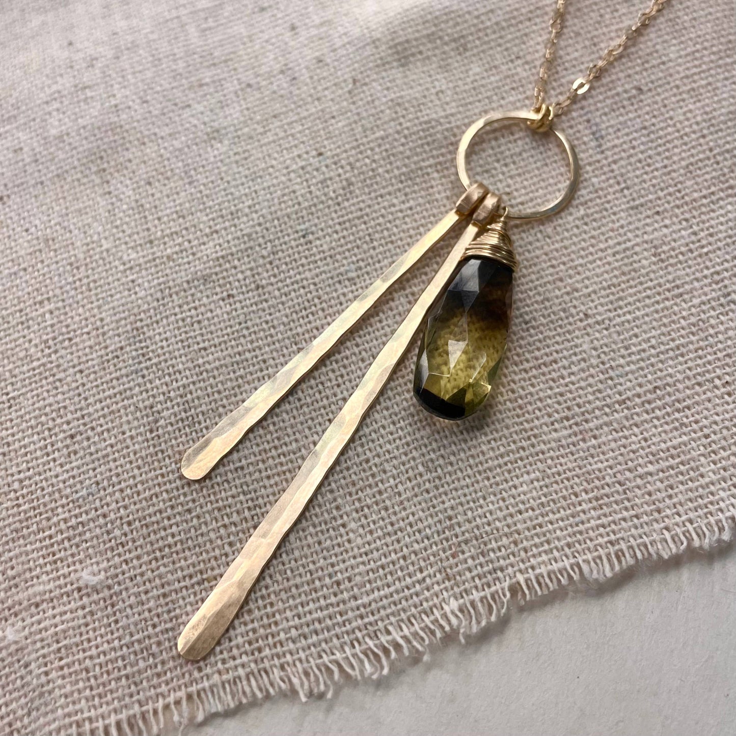 Bi-Color Lemon Quartz Stick Necklace