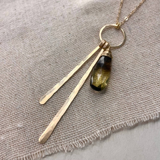 Bi-Color Lemon Quartz Stick Necklace