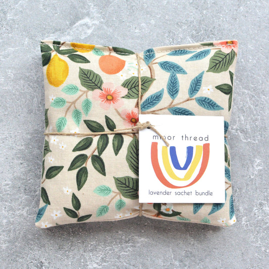 Botanical Print Lavender Sachet Bundle in Citrus Grove