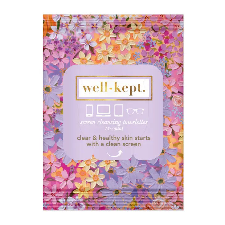 One package of tech wipes, 15 count, by Stay Well Kept in Flower Power