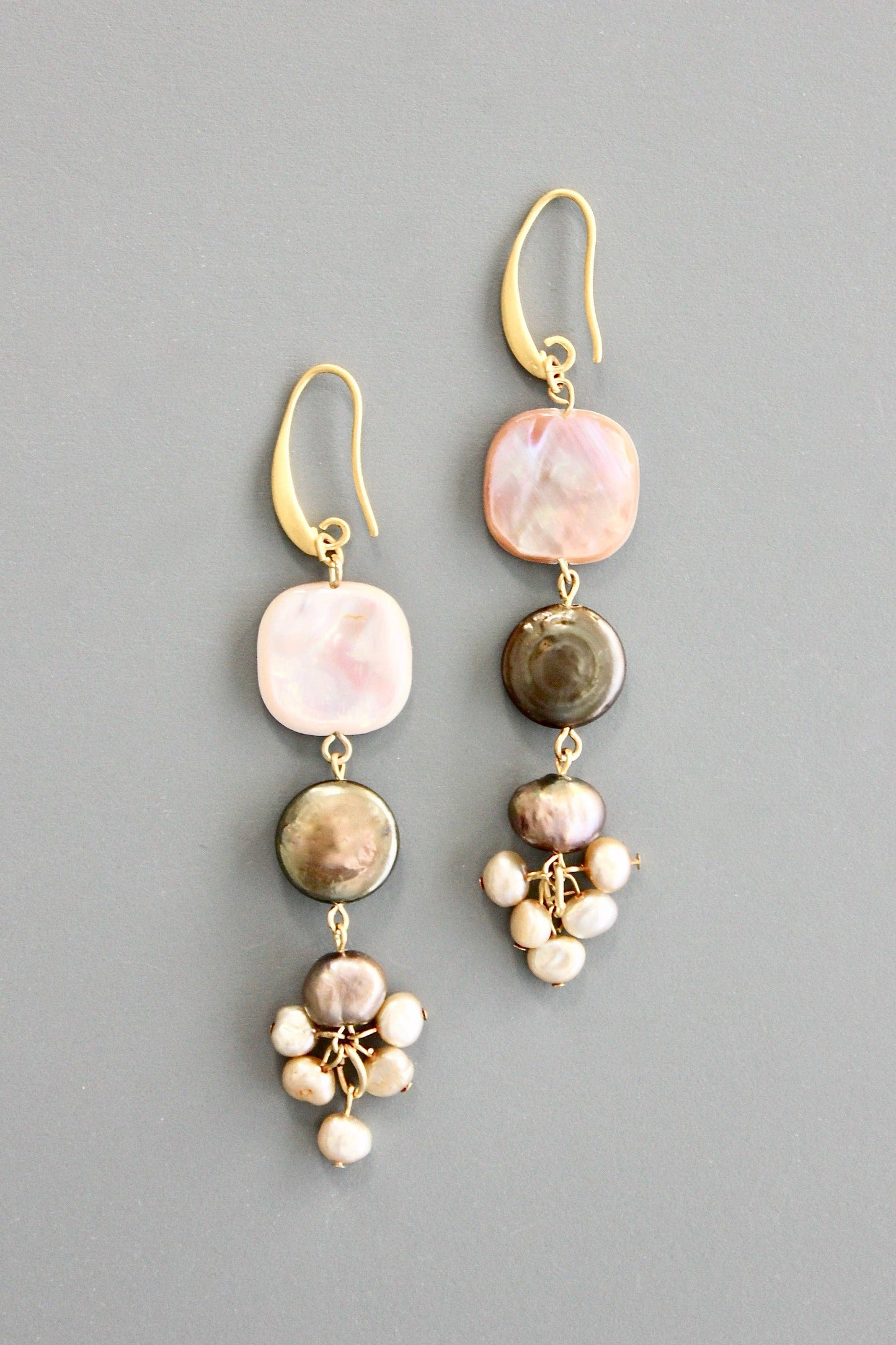 Pearl Cluster Drop Earrings