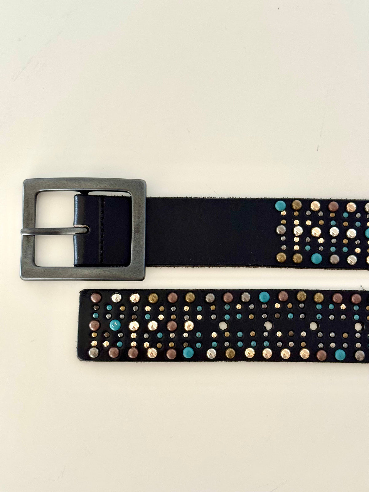 Black Leather with Multi Color Studs