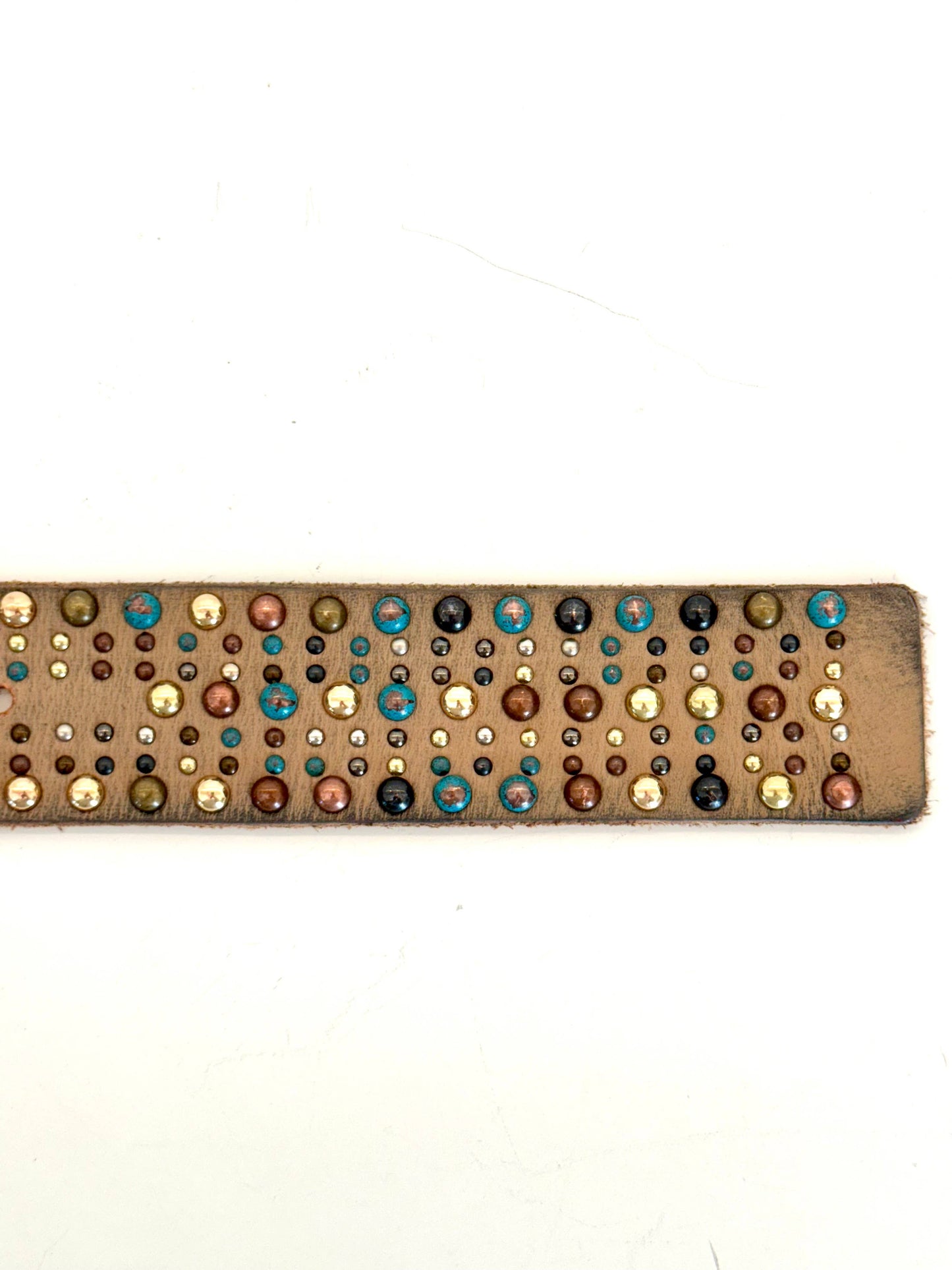 Leather Belt in tan with Multi Colored Studs
