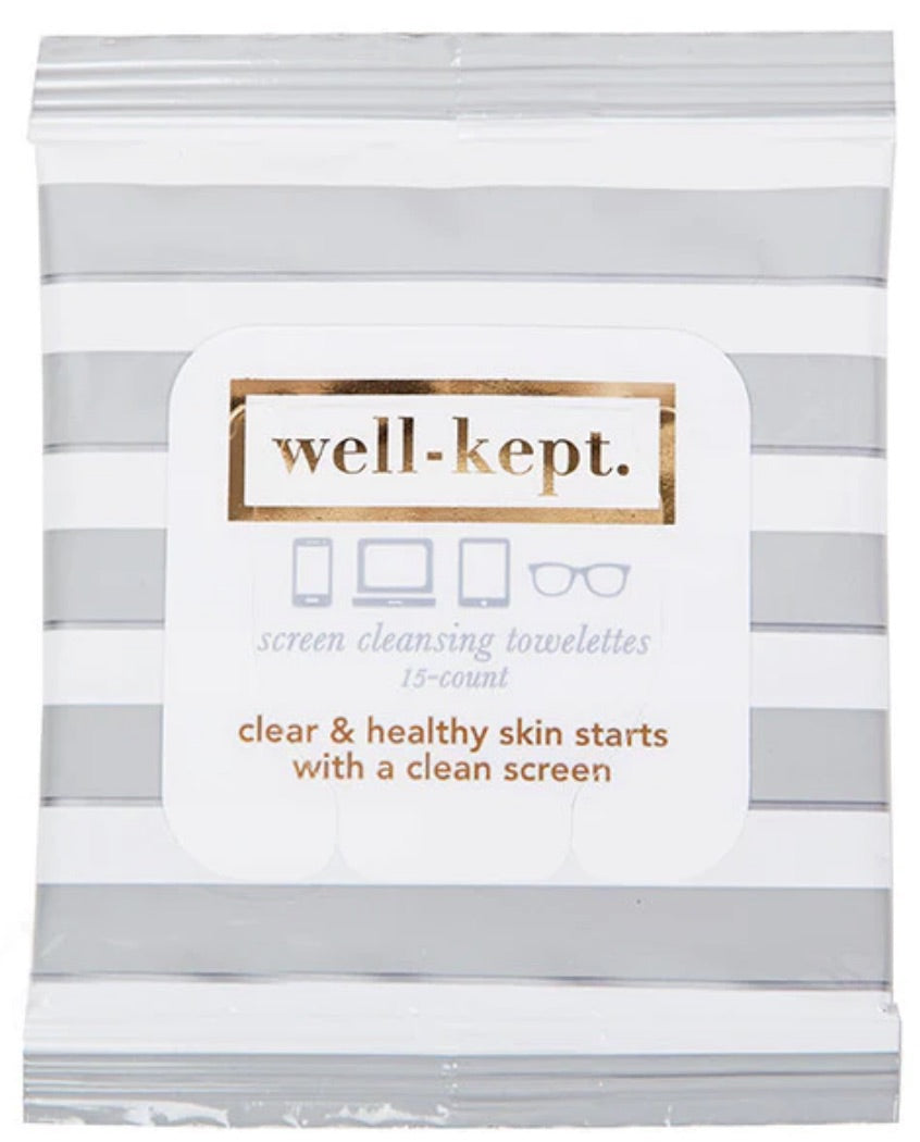 One package of Stay Well Kept tech wipes, 15 count per pack, Hampton pattern